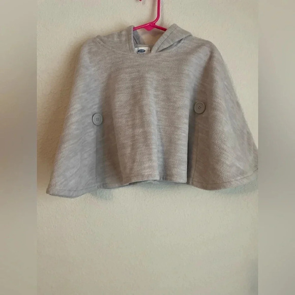 Old Navy toddler girls fleece poncho with hoodie gray with buttons size 4T - Picture 1 of 5